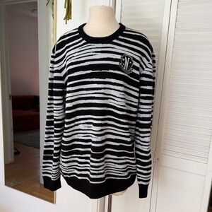 Wednesday Nevermore Hot Topic Black and White Striped Crewneck Sweater